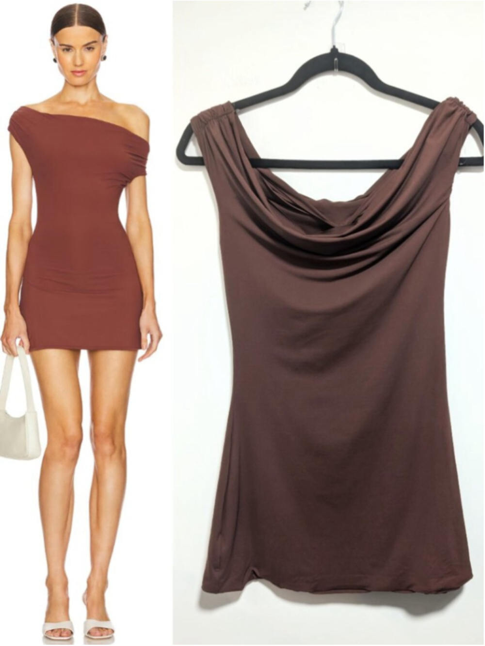 Bond-Eye | Nixi Cowl Neck Sleeveless Mini Dress In Arabica